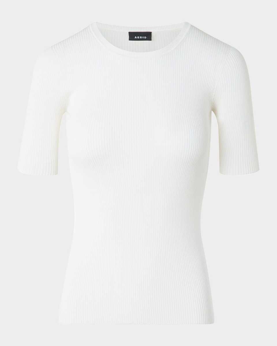 Ribbed Seamless Crewneck Sweater